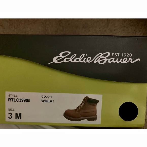 Eddie Bauer Karpie Boys Wheat Tan Work Hiking Boots Size 3M - NIB - Picture 5 of 5